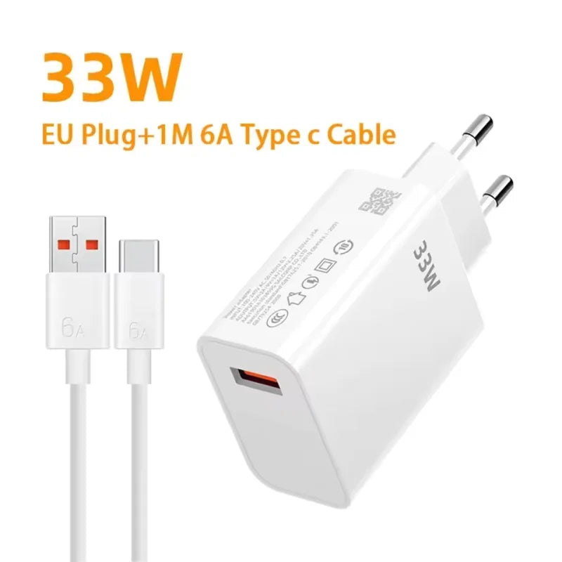 ⚡ Xiaomi 33W Original Fast Charger (Box Pulled) with Type-C Cable – Turbo Power Charging