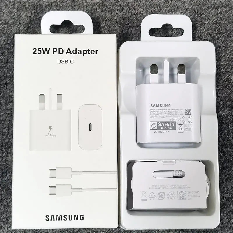 ⚡ Samsung 25W Super Fast Charger UK Plug – PD USB-C Fast Charging Adapter for Galaxy Series