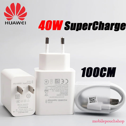 ⚡ Huawei 40W Super Fast Charger with 5A Type-C Cable – Original Huawei SuperCharge Adapter